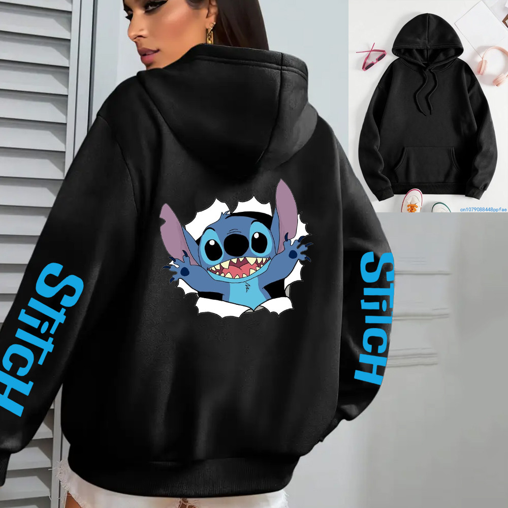 Stitch Hiphop Hoodie Outdoor Streetwear Y2K Anime Harajuku Sweatshirt