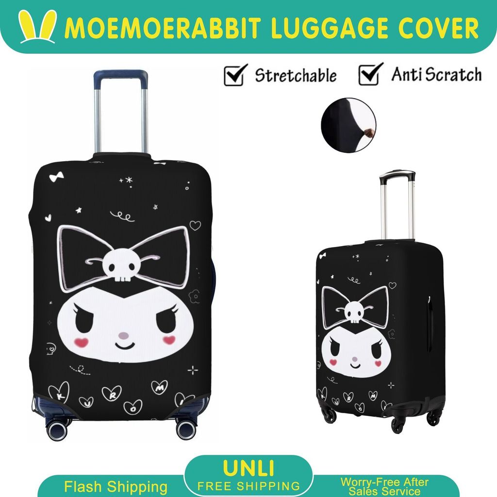Kuromi  ผ้าคลุมกระเป๋าเดินทาง ผ้าสแปนเด็กซ์ แบบยืดหยุ่น ยืดหยุ่น ป้องกันรอยขีดข่วน Luggage Cover 18 20 22 24 26 28 30 32 นิ้ว AE018