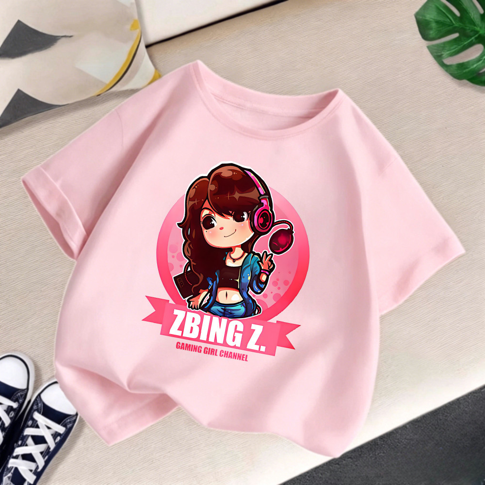 [เสื้อผ้าเด็ก] ลายการ์ตูนสาวเกมมิ่ง ZBING Z | มีสต็อกพร้อมส่ง | เสื้อยืดเด็ก | ผ้าฝ้ายระบายอากาศ | ค