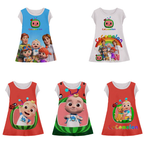 Cocomelon 3D Halfprint Tunic Dress for Girls with Anime Motif อายุ 1-12 ปี - Sarana 3D