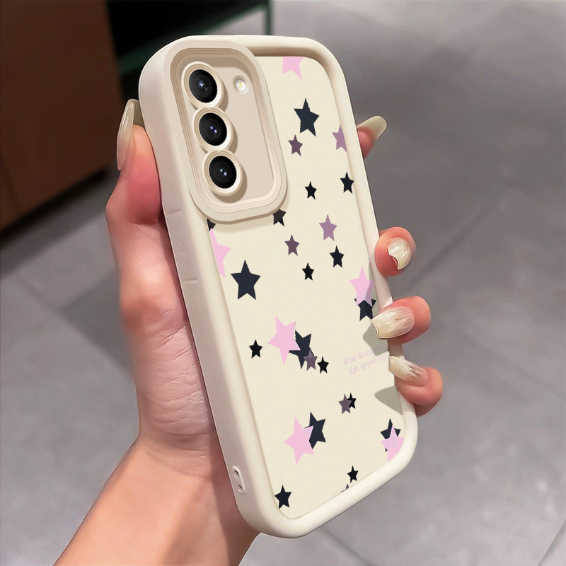 เคสสำหรับ Samsung S21 FE S21 Plus S21 Ultra เคสโทรศัพท์ดาวบุคลิกกลมและอ้วนเสื้อแจ็กเก็ตผ้านุ่ม