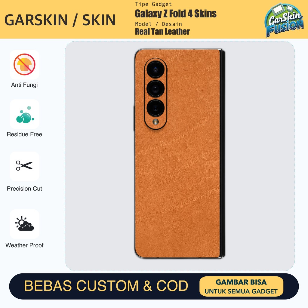 Galaxy Z Fold 4 Real Tan Leather Anti Scratch Protector Case | โดยฟิวชั่น | รหัส - F923
