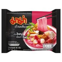 💥 มาม่าเส้นใหญ่กึ่งสำเร็จรูปรสเย็นตาโฟซอสเข้มข้น 85กรัม 🔔 Mama Instant Flat Noodles Yentafo Sauce Ex