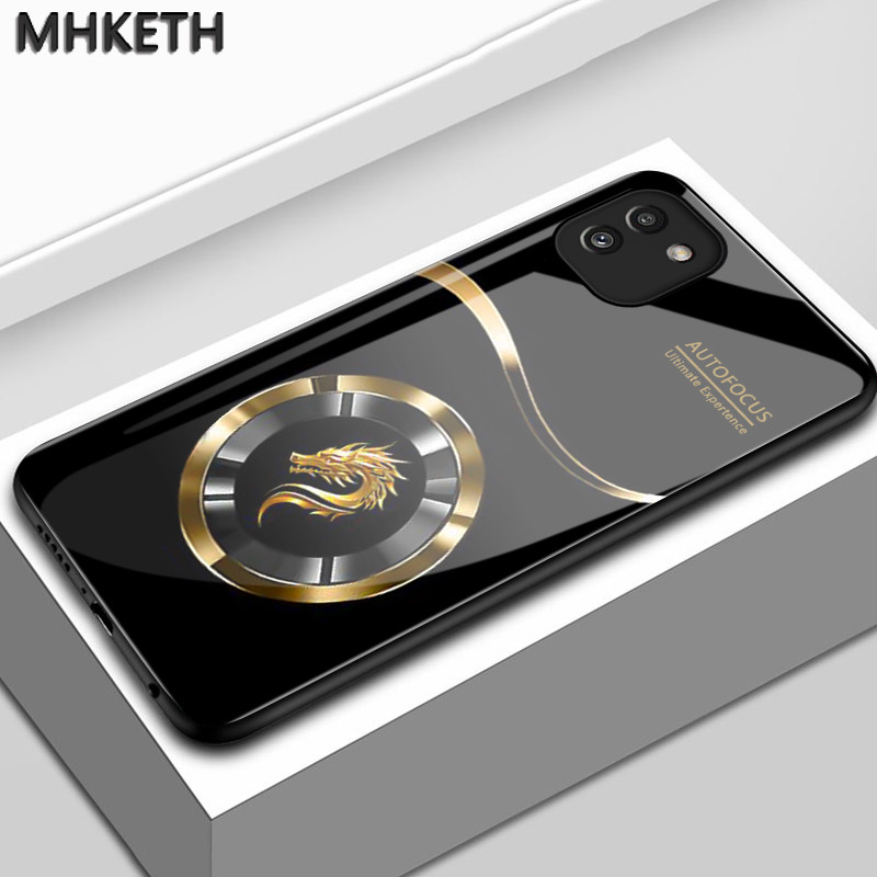 เคสสำหรับ Samsung A03 A02s A03s M02s F02s A02 M02 เคสโทรศัพท์กระจกลายมังกรแบบปรับแต่งได้