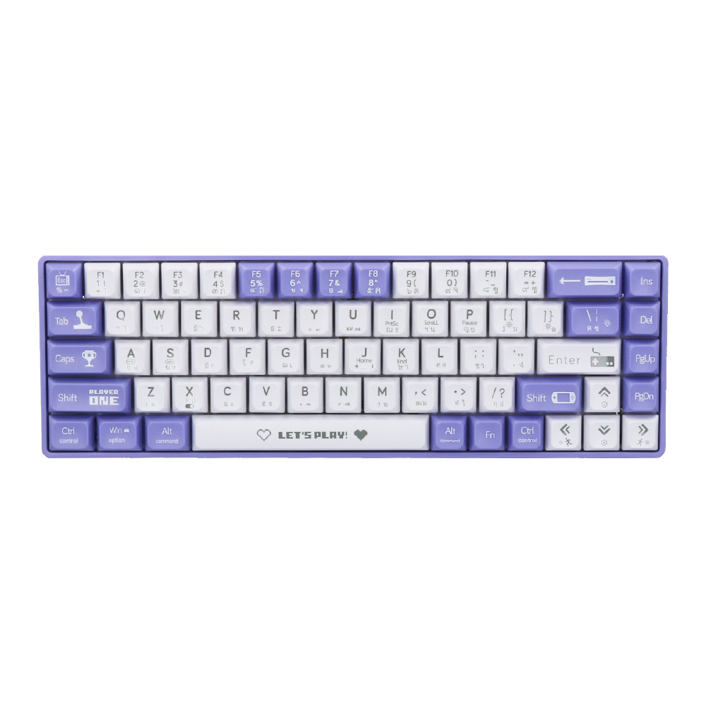 KEYBOARD (คีย์บอร์ด) AJAZZ AK680 LETS PLAY (PURPLE-WHITE) (RED SWITCH RAINBOW LED EN/TH) (AJ-KB-AK68