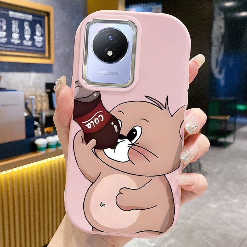 เคสสำหรับ VIVO Y02 Y02A Y02T Y02s Y11 2023 เคสโทรศัพท์แมวหนูกันกระแทกกลมและอ้วน