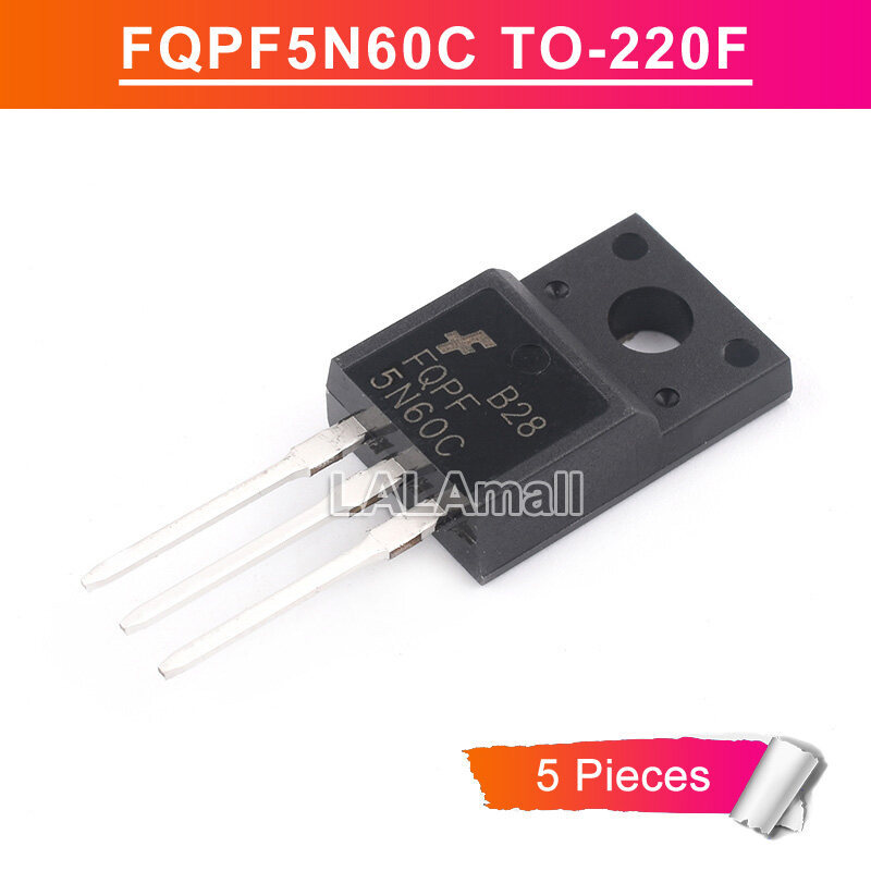 5pcs FQPF5N60C TO220F FQPF 5N60C TO-220F 5N60 4.5A/600V N-Channel MOSFET ทรานซิสเตอร์ใหม่ IC