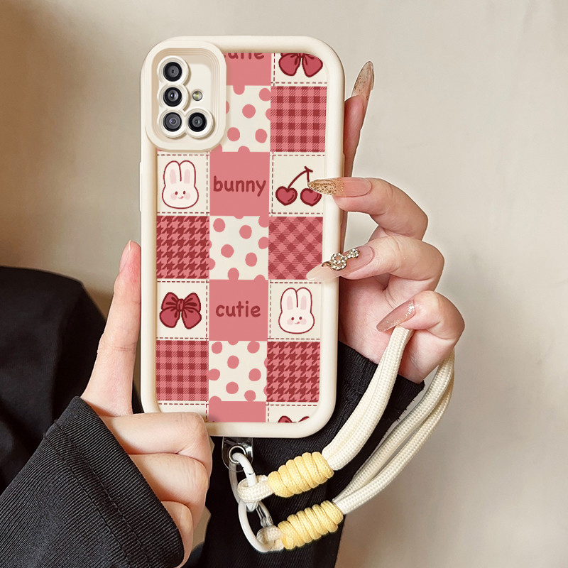 เคสสำหรับ Samsung Galaxy A51 M40s เคสโทรศัพท์กระต่ายสามสีซิลิโคนสายคล้องกันกระแทก