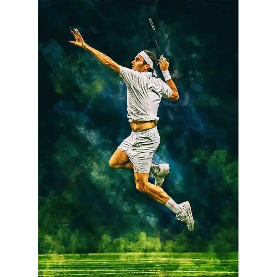 Tennis Legends Wall Art_ Rafael Nadal & Roger Federer ภาพวาดผ้าใบ - ตกแต่งบ้าน, Kawaii Room Post