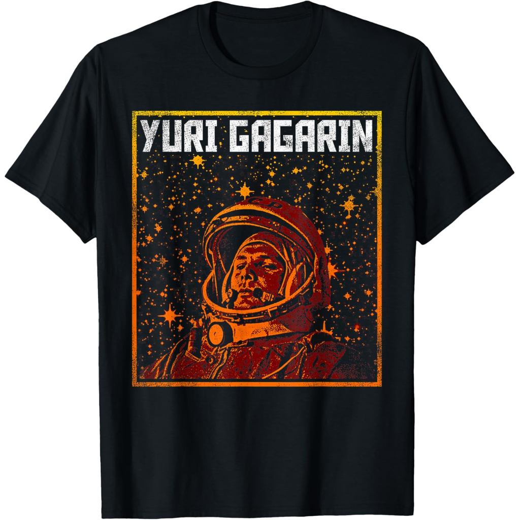 เสื้อยืดผ้าฝ้ายผู้ชาย Yuri Gagarin Cosmonaut Astronaut Space โซเวียต Union เสื้อยืดผ้าฝ้ายคุณภาพสูงแ