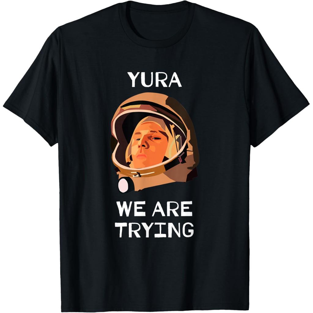 เสื้อยืดผ้าฝ้ายผู้ชาย USSR CCCP Astronaut Yuri Gagarin เสื้อยืดผ้าฝ้ายคุณภาพสูงแขนสั้นในสต็อก
