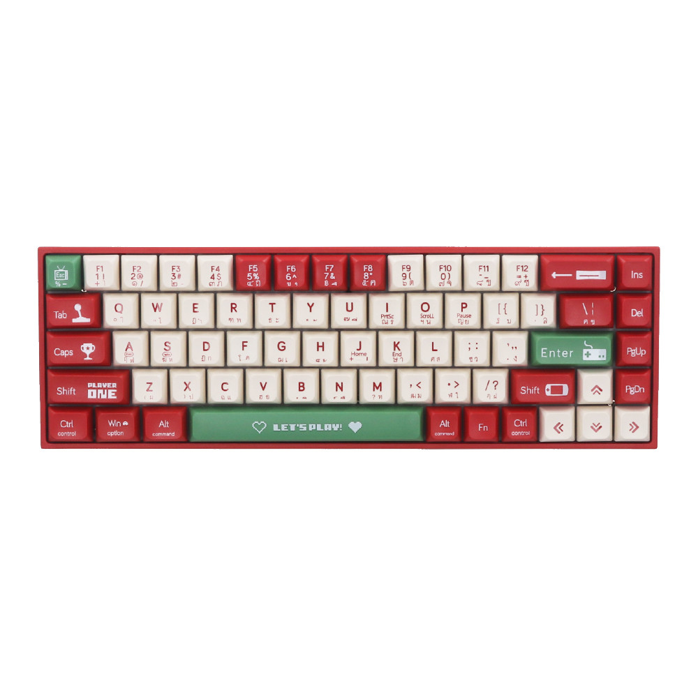 WIRELESS KEYBOARD AJAZZ AK680 LETS PLAY (RED-WHITE-GREEN) (RED SWITCH NON-BACKLIT EN/TH) (AJ-KB-AK68