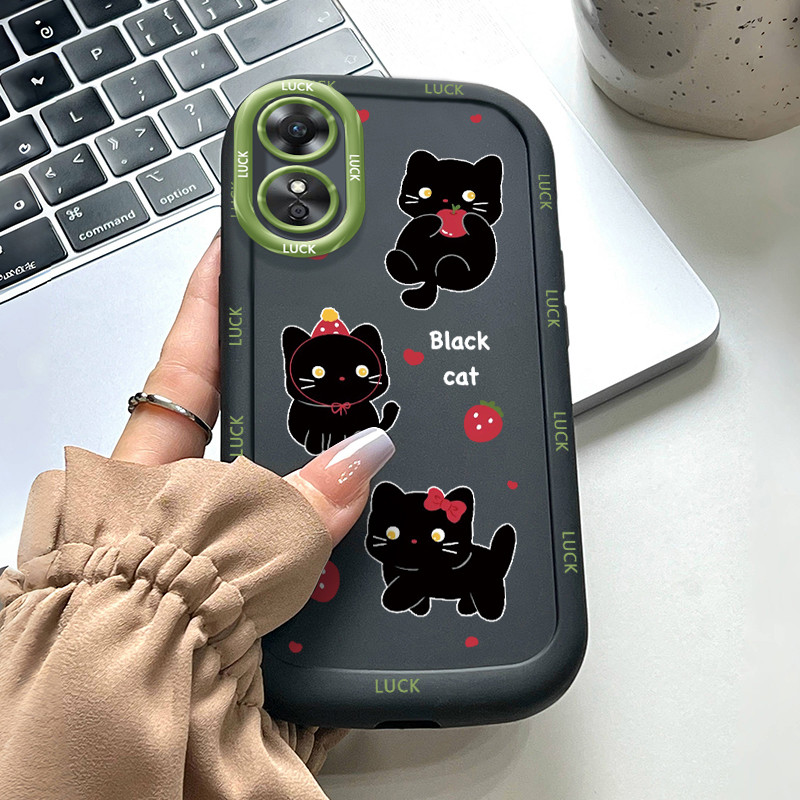 เคสสำหรับ OPPO A17 A17K เคสโทรศัพท์แมวน่ารักซิลิโคนซอฟต์เชลล์กันกระแทก