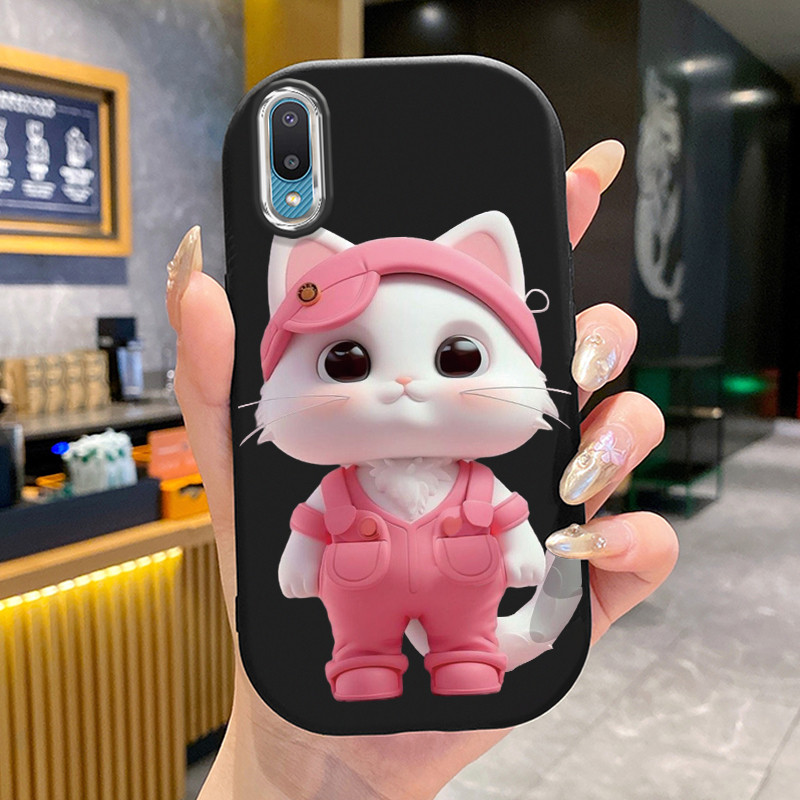 เคสสำหรับ Samsung Galaxy A02 M02 เคสโทรศัพท์แมวกลมและอ้วนเสื้อแจ็กเก็ตผ้านุ่ม