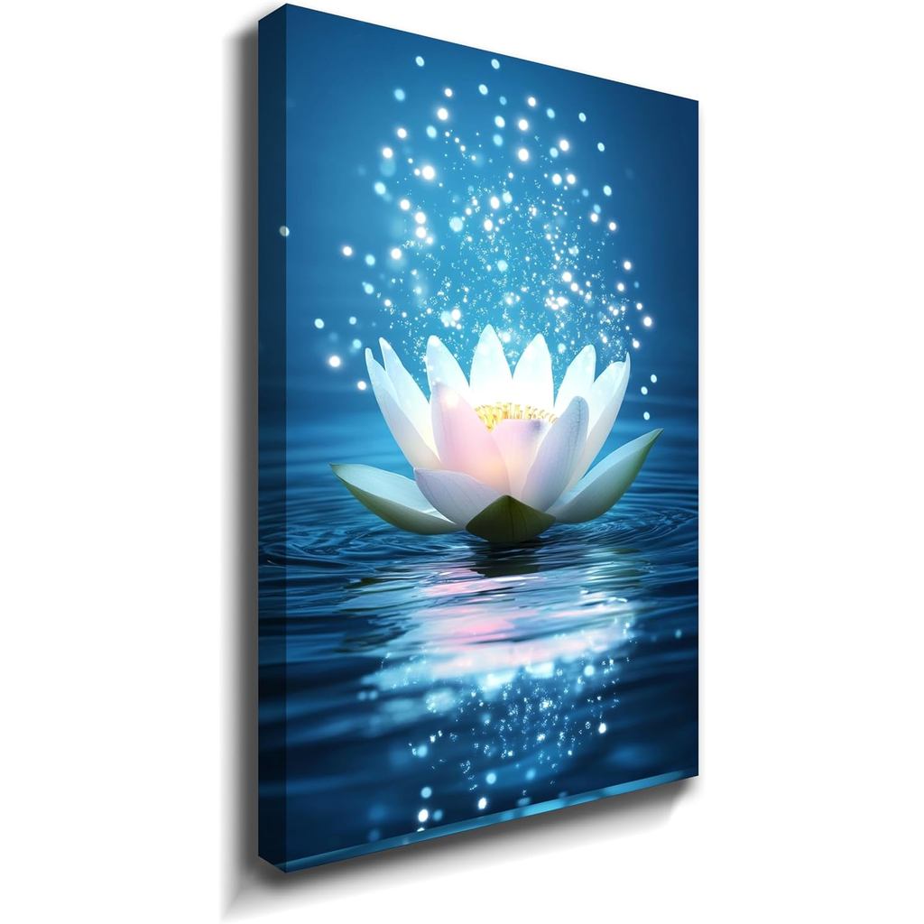 Lotus Wall Art Zen Wall Art Lotus ผ้าใบ Art Wall Decor Spiritual การทําสมาธิภาพ Zen Decor สําหรับห้อ