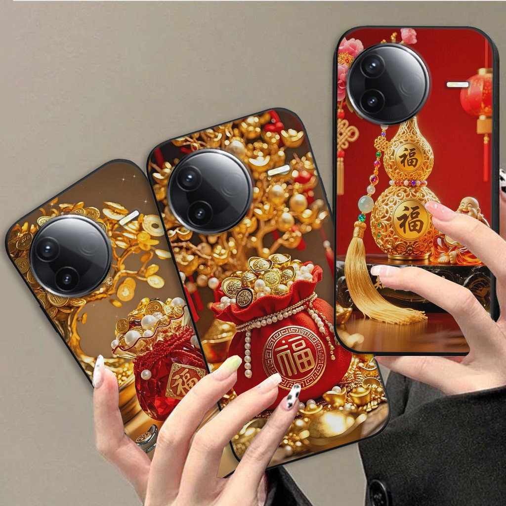 เคส Poco F7 / F7 Pro / F7 Ultra พร้อมพิมพ์ 3D God of Wealth เคส Tet โชคดีและโชคลาภ