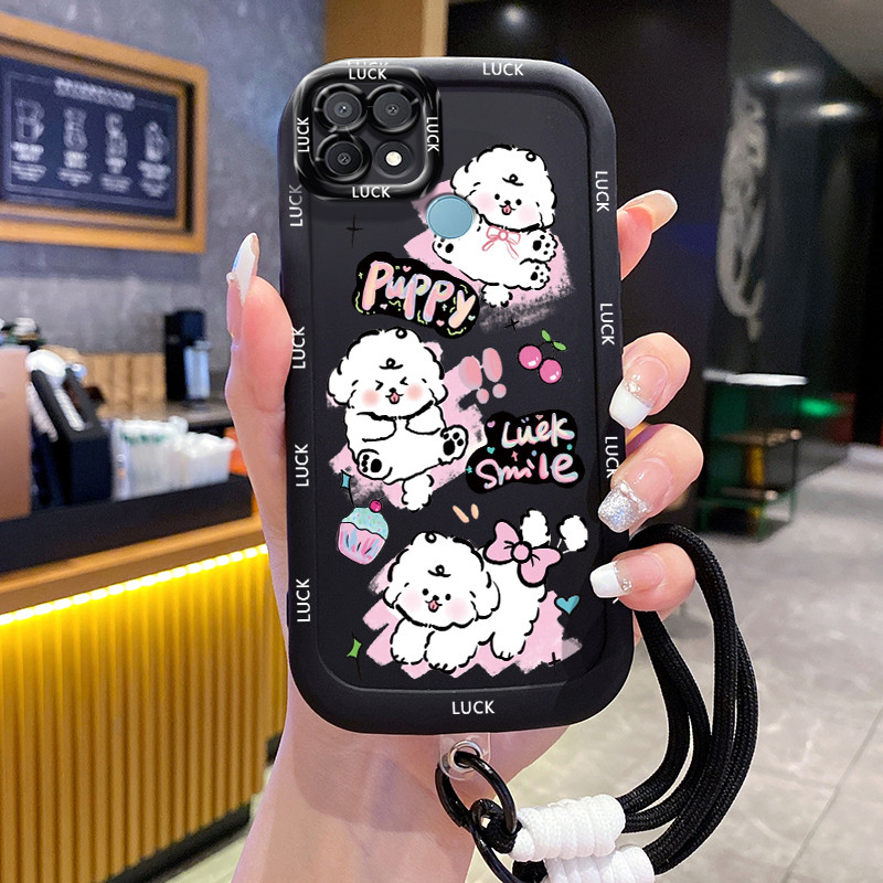 เคสสำหรับ OPPO A15 A15s A35 4G เคสโทรศัพท์สุนัขซิลิโคนสายคล้องกันกระแทก