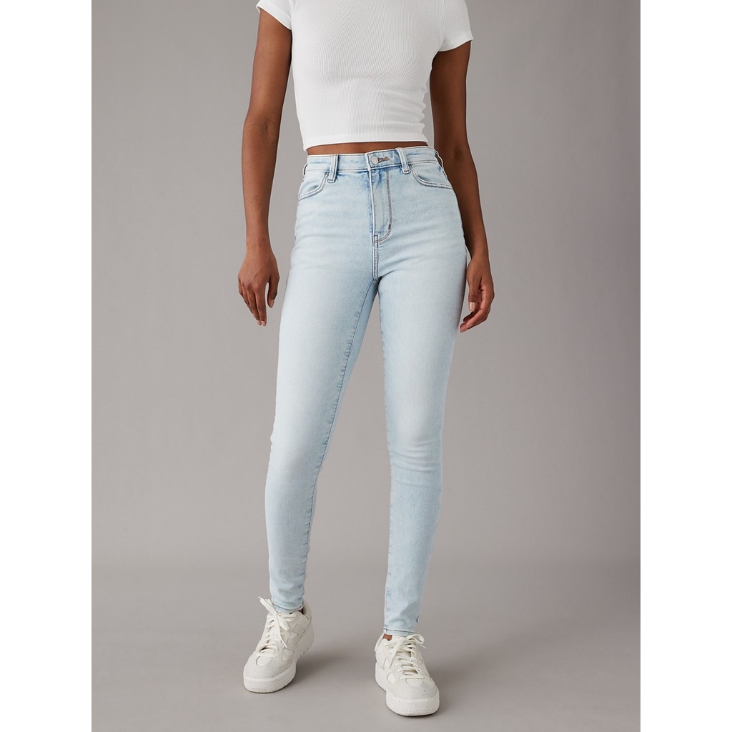 American Eagle กางเกงยีนส์เจกกิ้งผู้หญิง SUPER HIGH-RISE JEGGING สี LIGHT TINTED WASH - 043-4936-482