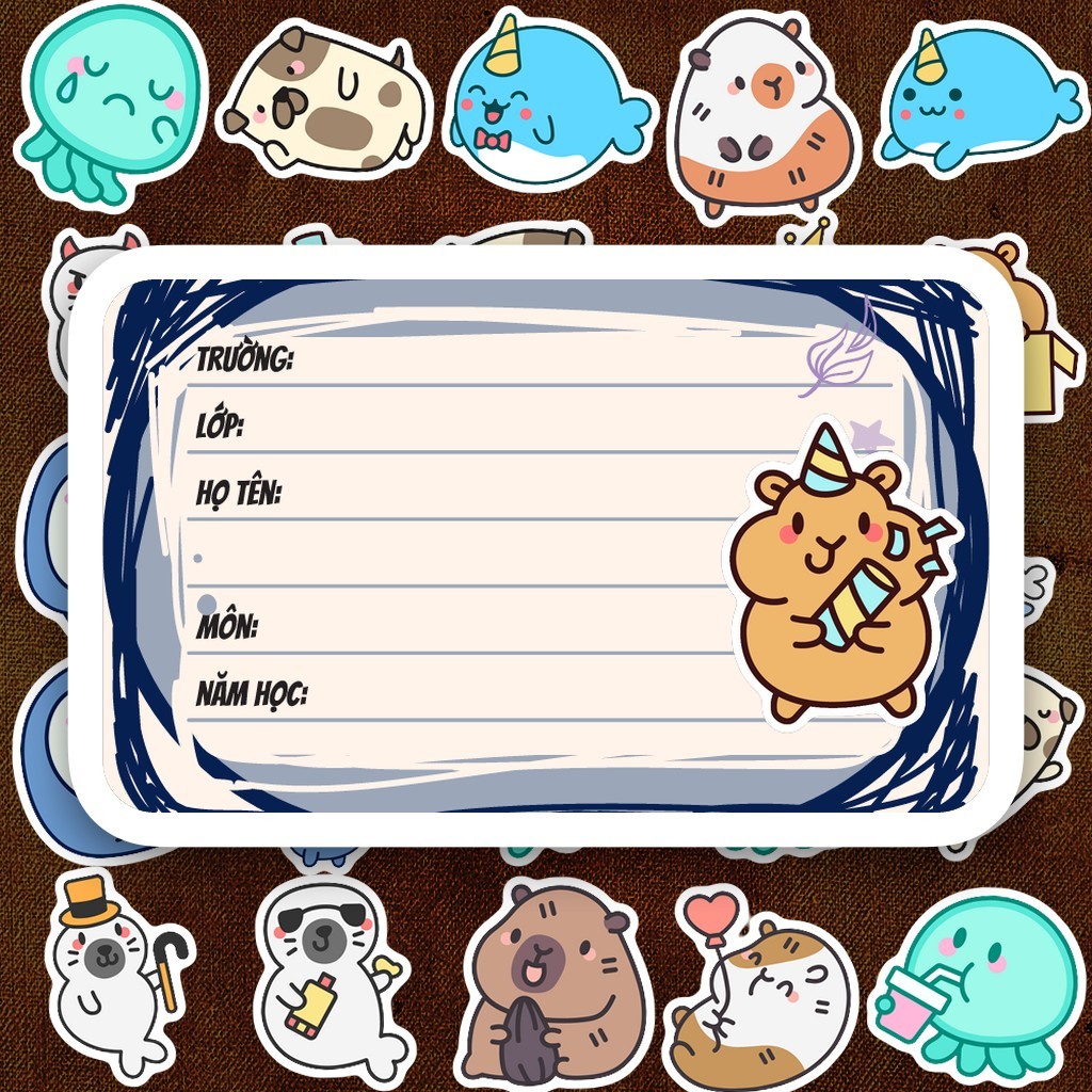 160 LASER PRINTED Notebook Labels Capybara Cat Bear Jellyfish Seal Penguin Cute Notebook Stickers