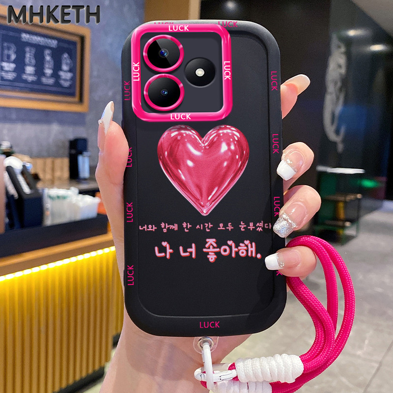 MHKETH เคสสำหรับ Realme C53 C51 C51s C35 Note 50 Narzo N53 50A Prime เคสโทรศัพท์มีสายคล้องออกแบบความรักแบบมีส่วนตัว