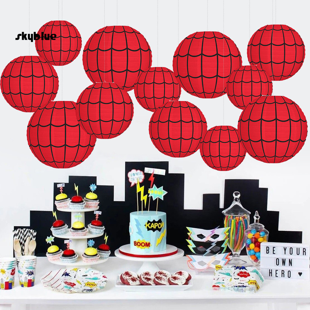 {skyblue.ph}Spider Web กระดาษโคมไฟแขวน Red Spider Web รอบโคมไฟตกแต่งสําหรับ Halloween Home Party Dec