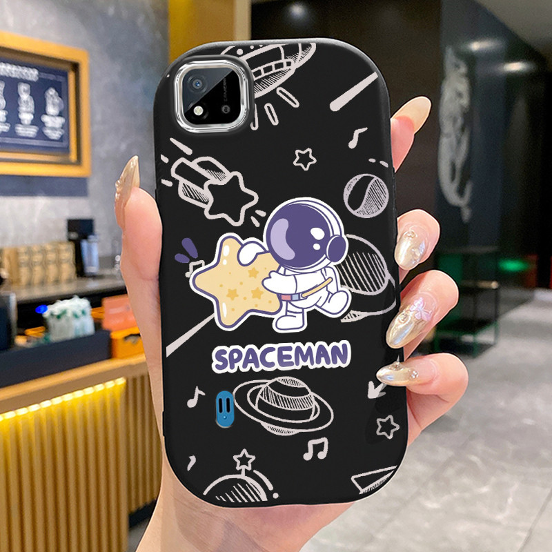 เคสสำหรับ Realme C20 C20A C11 2021 เคสโทรศัพท์กลมและอ้วนนักบินอวกาศซิลิโคนซอฟต์เชลล์
