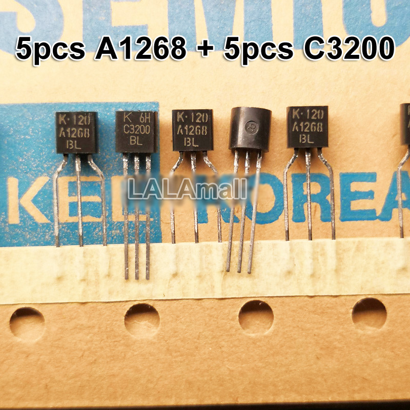 5 คู่ (5 ชิ้น A1268 + 5 ชิ้น C3200 ) TO-92 KTA1268 KTC3200 GR 2SA1268 2SC3200 TO92 ทรานซิสเตอร์สามาร