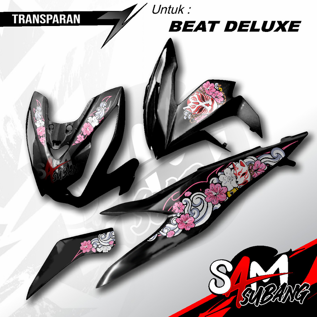 Striping Beat Deluxe Kitsune Mask Transparent UV