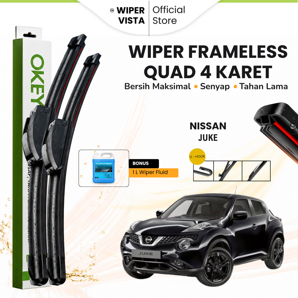 ที่ปัดน้ําฝนกระจกรถยนต์ Nissan Juke Quad ฟรีของเหลว
