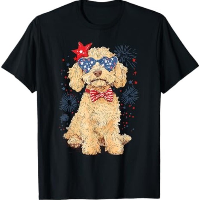 Goldendoodle 4Th Of July Patriotic Golden Doodle Dog T-Shirt