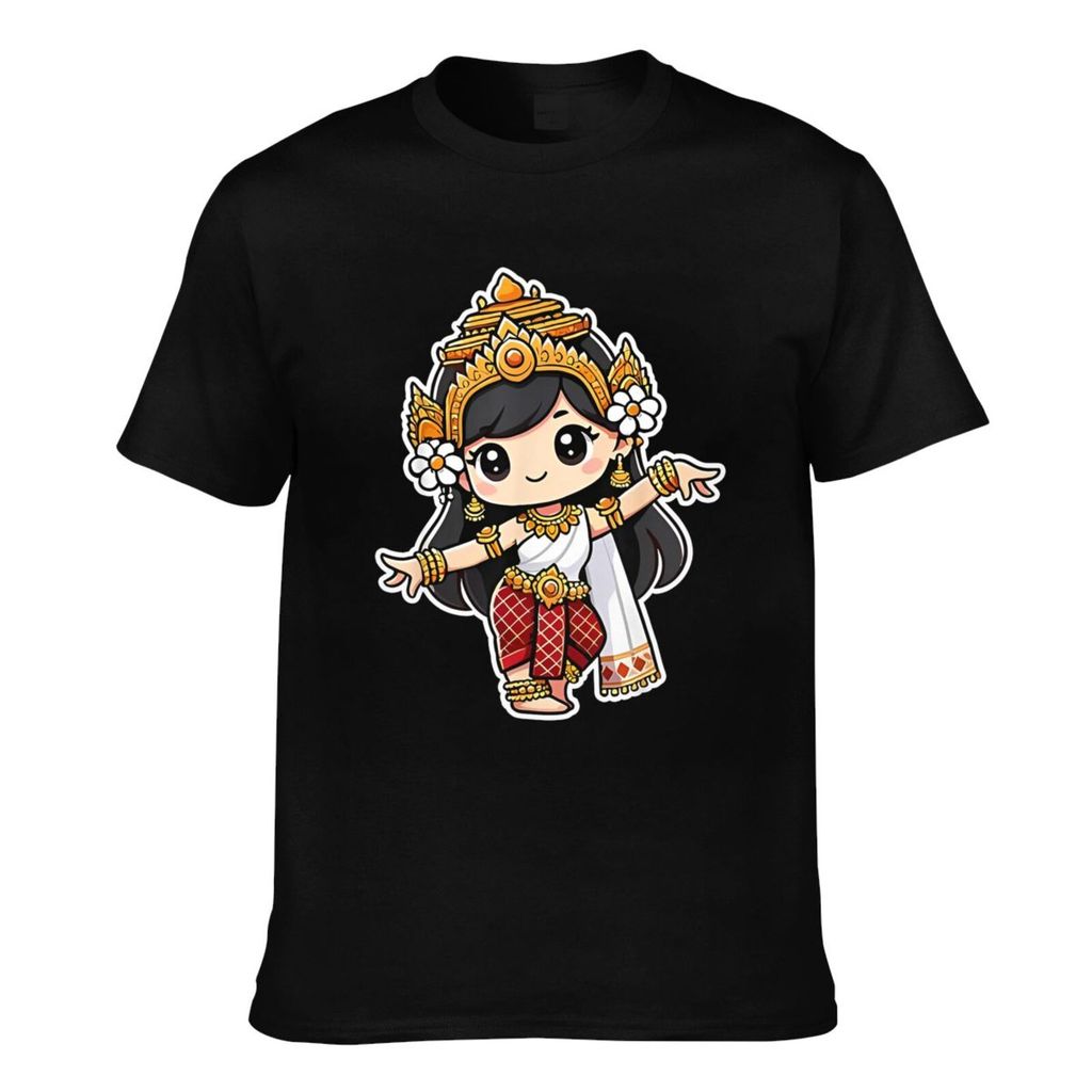 Summer Cool Tee กัมพูชานเขมร Apsara เต้นรําแบบดั้งเดิมน่ารักเสื้อยืดแขนสั้นผู้ชายคุณภาพดี