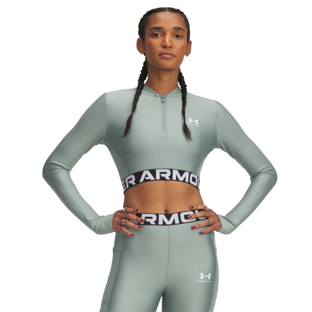 Under Armour เสื้อแขนยาวซิปสั้น HeatGear® Rib สำหรับผู้หญิง ราคา ถูกที่สุด ดีลบีเคเค แกลเลอรีภาพที่ 2