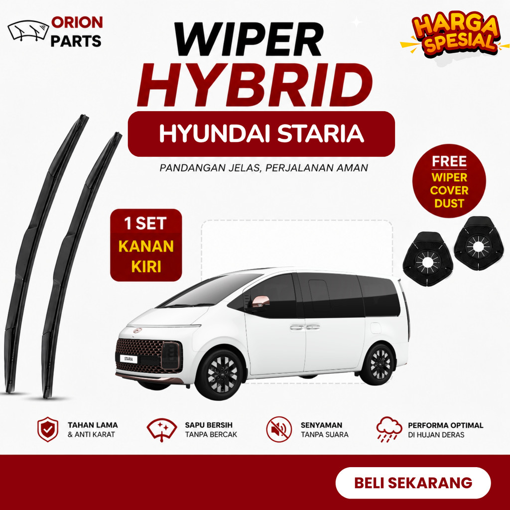 แพ็คเกจปัดน้ําฝนกระจกรถยนต์ Hyundai Staria Hybrid 1 ชุดด้านหน้าฟรีฝาครอบปัดน้ําฝนฝุ่น
