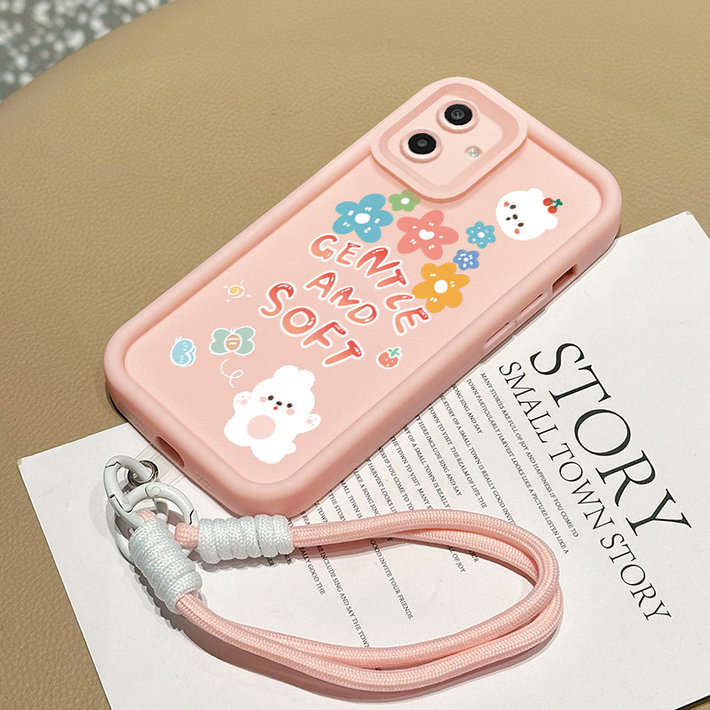 SAMSUNG HPเคสโทรศัพท์สําหรับSamsung A07 4G M07 F07 F70E 5G M17E 5Gกรณีดอกไม้หมีซิลิโคนCesingซิลิโคนเ