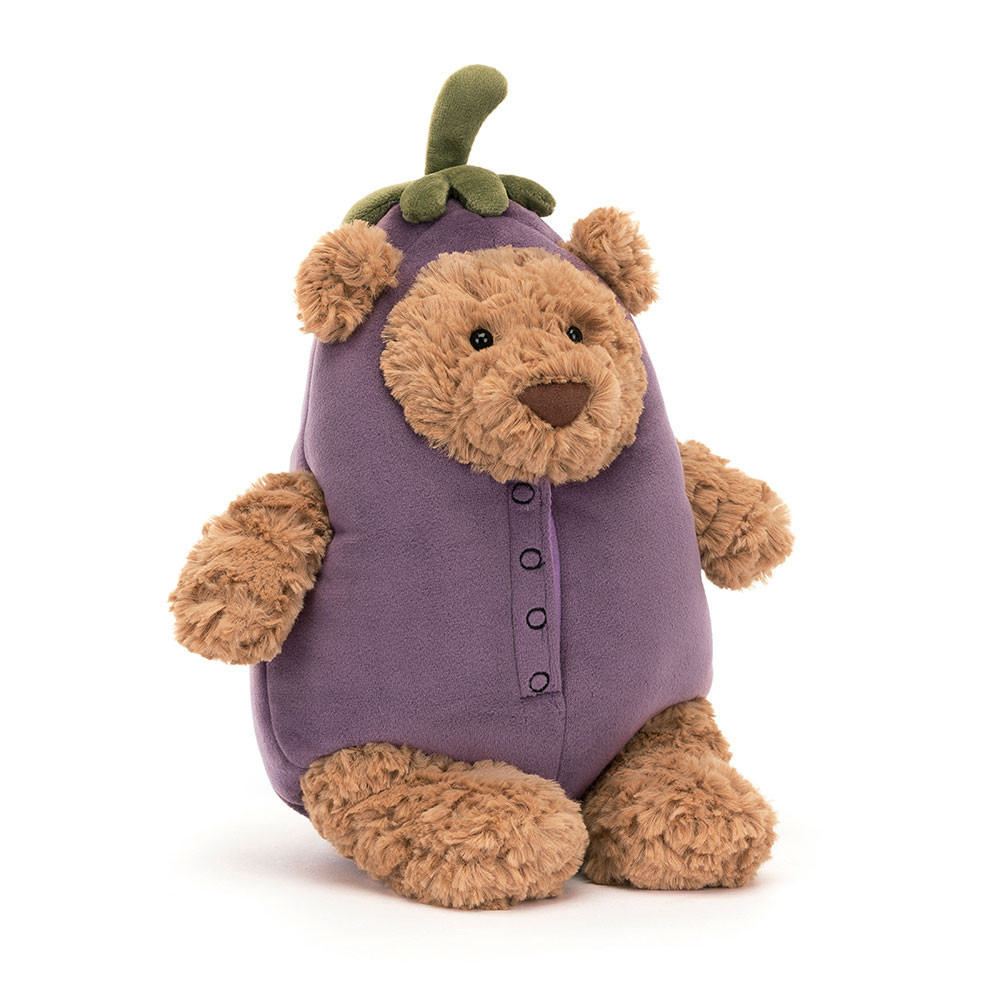 Jellycat Bartholomew Bear Aubergine Eggplant Squishy Soft Toy Gift for Girls, Kids