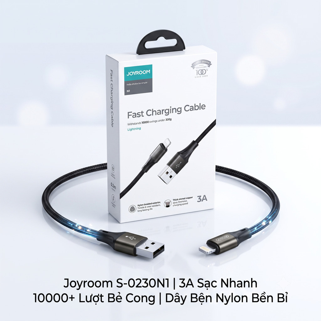 สายชาร์จ JOOM OM สั้น 20 ซม. IOM ของแท้ N1 SERIES (S-0230N1 - 0.2M) ฐานทนความร้อนชาร์จเร็ว