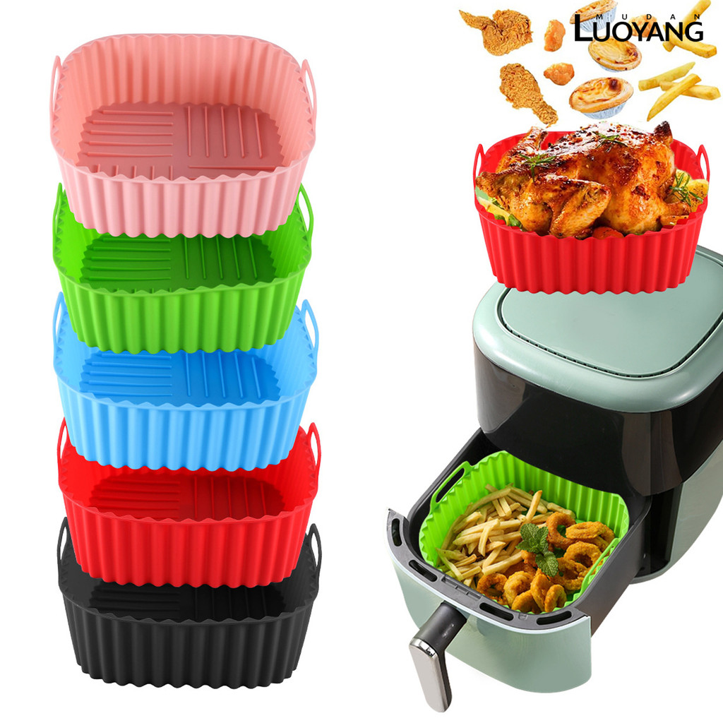 [Luo] ซิลิโคนตะกร้าทอดอากาศถาดสแควร์ซิลิโคนแบบใช้ซ้ําได้สําหรับ 7QT Air Fryer BPA-Free Steamer เตาอบ