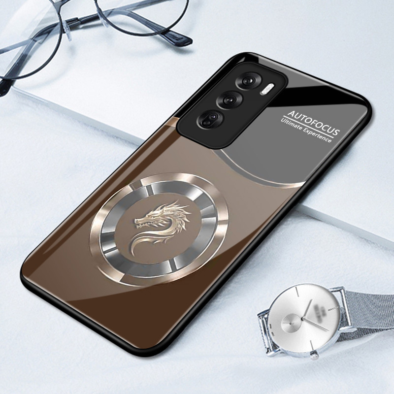 เคสสำหรับ OPPO Reno 12 5G Reno 12 Pro 5G Reno 12F 4G Reno 12F 5G เคสโทรศัพท์มังกรเปลือกแก้วกันกระแทก