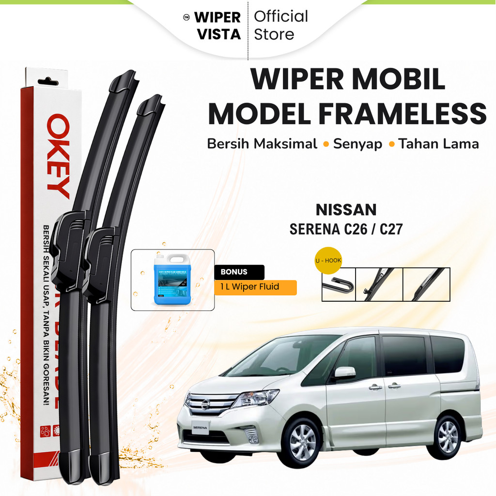 Nissan Serena C26 / C27 ที่ปัดน้ําฝนกระจกรถยนต์ไร้กรอบฟรีของเหลว