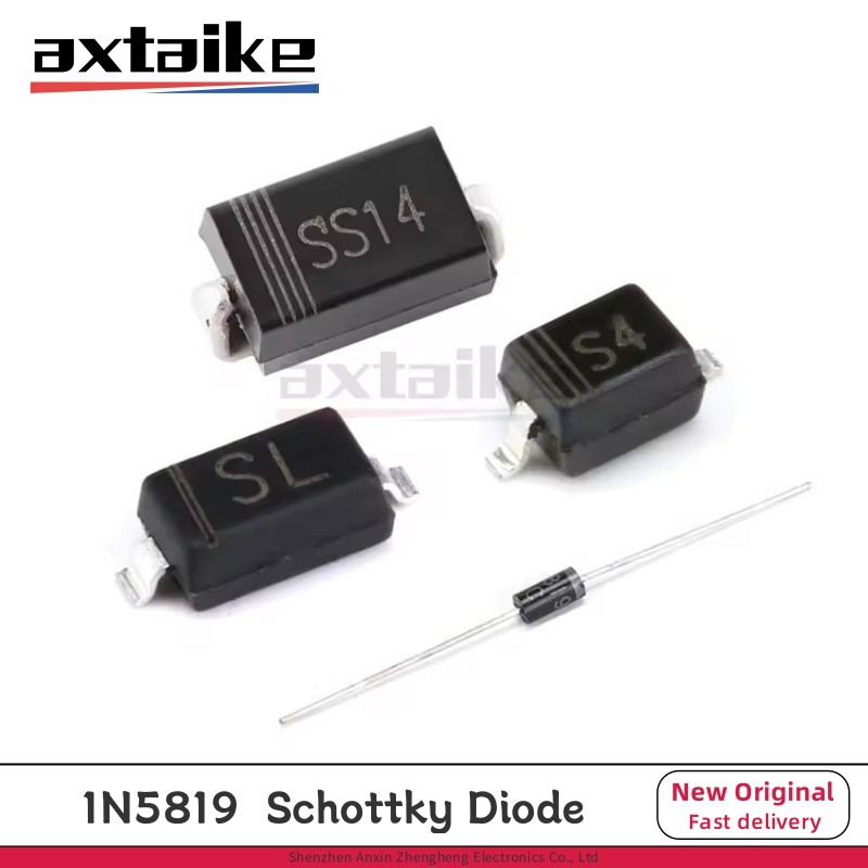 100PCS 1N5819 IN5819 DO-41 SS14 SMA DO-214AC 1N5819W SOD123 1N5819WS SOD323 SL S4 Schottky ไดโอดวงจร