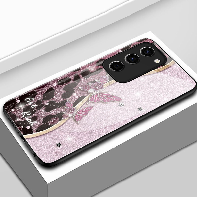 เคสสำหรับ Samsung S23 Plus S23 ultra S23 FE S24 FE S24 Plus S24 Ultra เคสโทรศัพท์ผีเสื้อเปลือกแก้วกันกระแทก