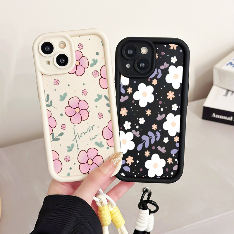 เคสสำหรับ VIVO Y75 Y55 5G Y55s Y33s Y33e Y30 5G Y52T T1 5G เคสโทรศัพท์ดอกไม้สายคล้องสามสีซิลิโคนกันกระแทก ราคา ถูกที่สุด ดีลบีเคเค แกลเลอรีภาพที่ 4