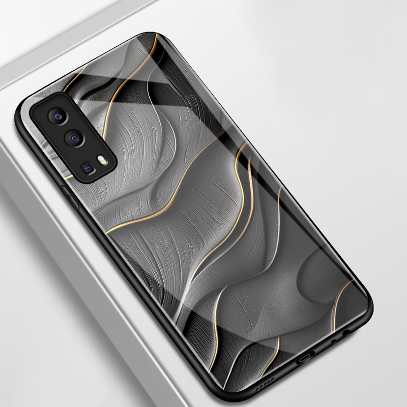 เคสสำหรับ VIVO Y72 5G Y52 5G Y75s 5G Y53s 5G Y76 5G เคสโทรศัพท์เส้นที่ไม่เป็นระเบียบเปลือกแก้วกันกระแทก