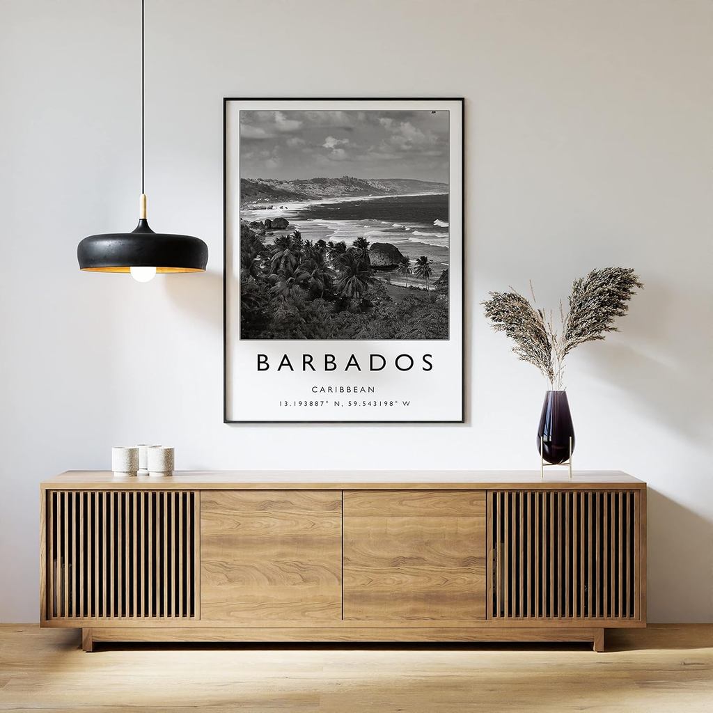 Barbados Wall Decor Barbados Wall Art Caribbean Wall Decor Travel Art Art สีดําและสีขาว Travel Barba