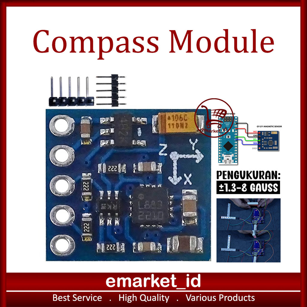 โมดูล EM เข็มทิศอิเล็กทรอนิกส์ 3-5V GY-271 HMC5883L AL80 / GY271 เข็มทิศอิเล็กทรอนิกส์โมดูลเซ็นเซอร์