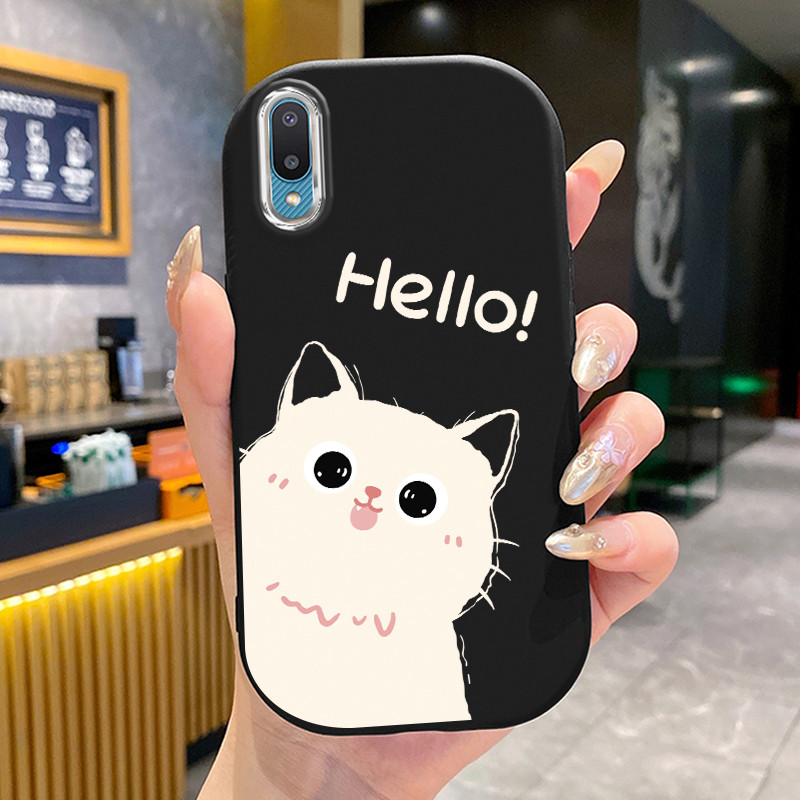 เคสสำหรับ Samsung Galaxy A02 M02 เคสโทรศัพท์แมวกลมและอ้วนเสื้อแจ็กเก็ตผ้านุ่ม
