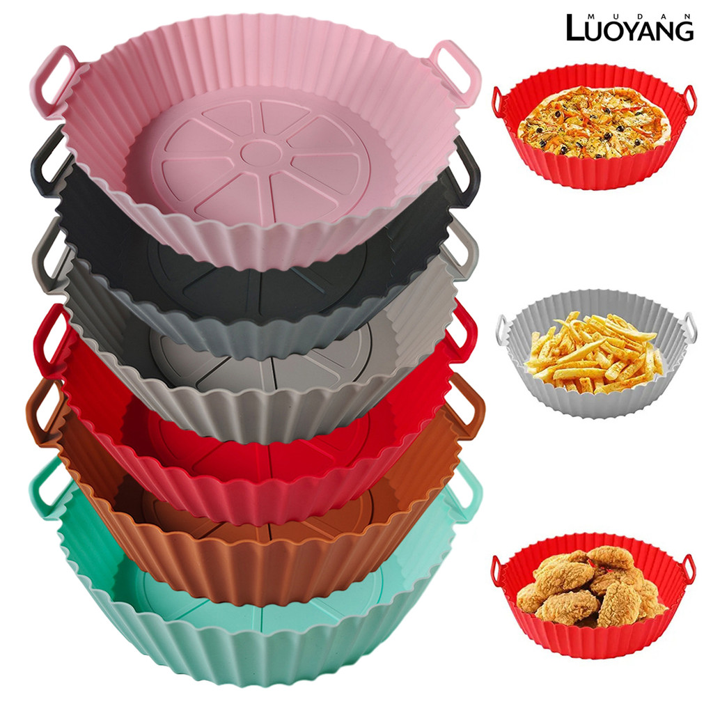[Luo] 2 ชิ้น Non-Stick ซิลิโคน Liner Mat 8 นิ้วสแควร์ Air Fryer Pad สําหรับ 4-7 QT Air Fryers เครื่อ