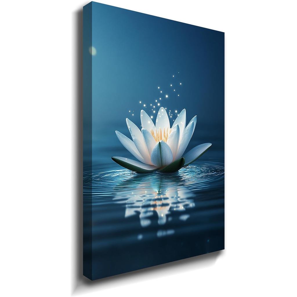 Lotus Wall Art Zen Wall Art Lotus ผ้าใบ Art Wall Decor Spiritual การทําสมาธิภาพ Zen Decor สําหรับห้อ