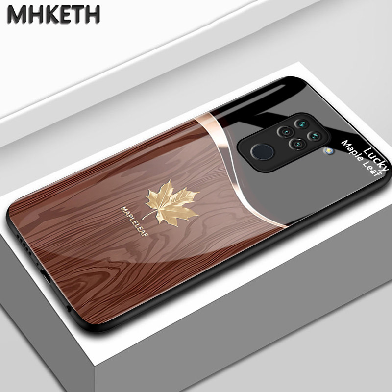 เคสสำหรับ Xiaomi Redmi Note 9 Note 9s Note 9 Pro POCO M2 Pro เคสโทรศัพท์กระจกระดับไฮเอนด์ลายใบเมเปิ้ล