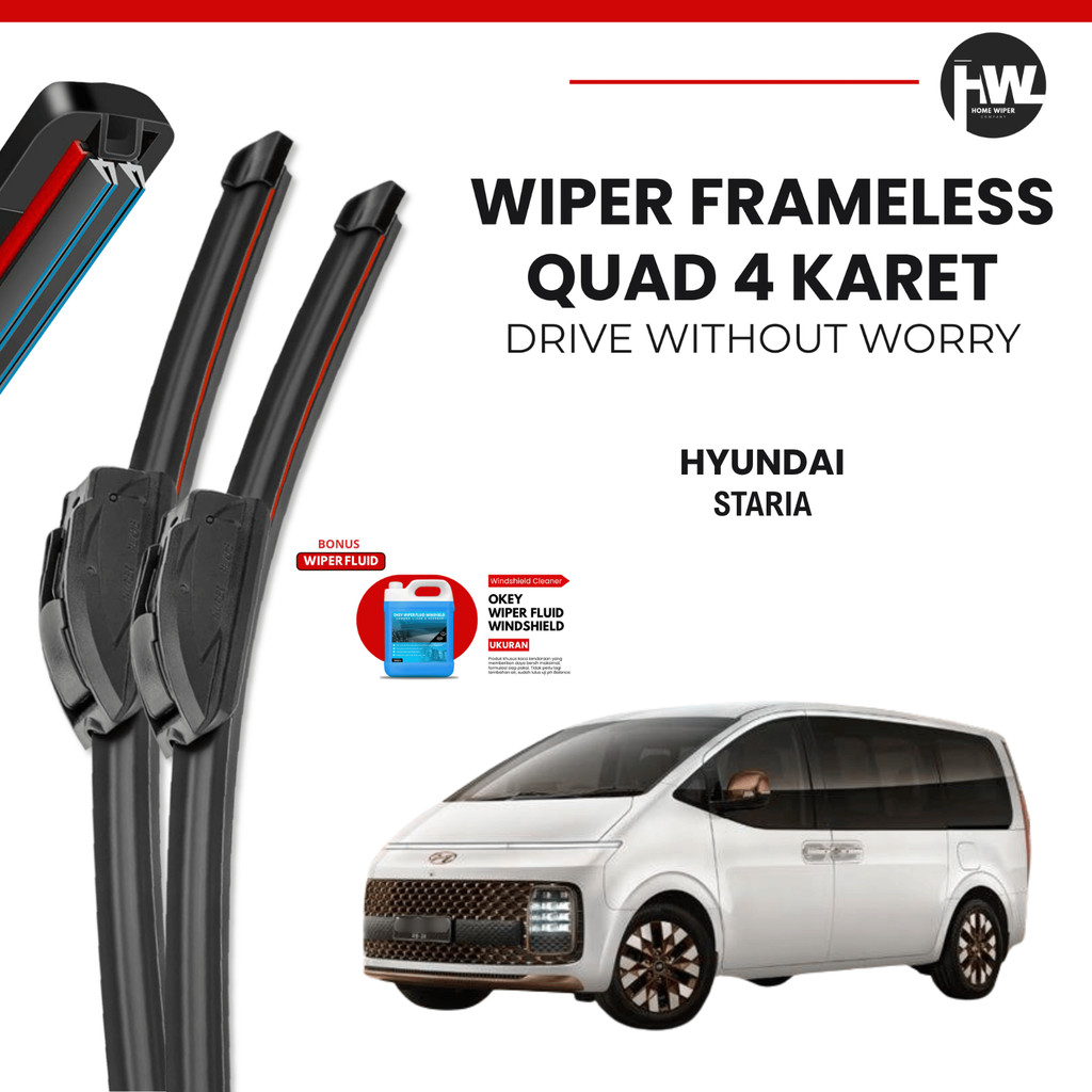 ที่ปัดน้ําฝนกระจกรถยนต์ Hyundai Staria Quad ฟรีของเหลว